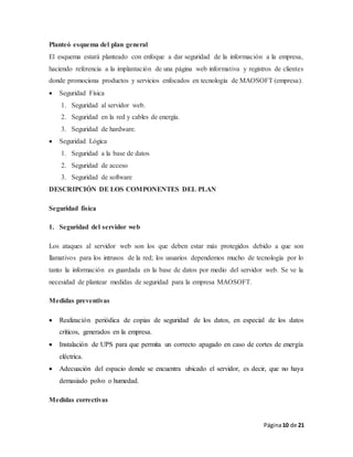Plan de seguridad para una empresa | DOCX