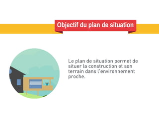 Le plan de situation permet de
situer la construction et son
terrain dans l'environnement
proche.
Objectif du plan de situation
 