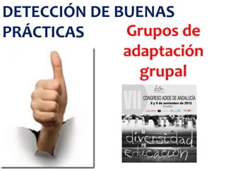 DETECCIÓN DE BUENAS
PRÁCTICAS     Grupos de
              adaptación
                grupal
 