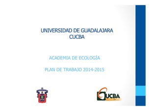 UNIVERSIDAD DE GUADALAJARA 
CUCBA 
ACADEMIA DE ECOLOGÍA 
PLAN DE TRABAJO 2014-2015 
 