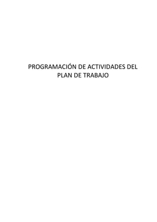 PROGRAMACIÓN DE ACTIVIDADES DEL
PLAN DE TRABAJO
 