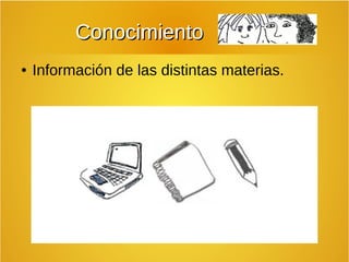 CCoonnoocciimmiieennttoo 
● Información de las distintas materias. 
 