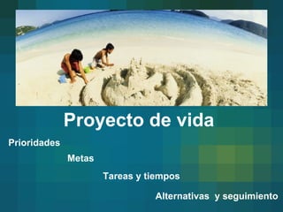 Proyecto de vida  Metas Tareas y tiempos Prioridades Alternativas  y seguimiento 