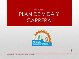 SESION 6
PLAN DE VIDA Y
CARRERA
PROGRAMA INSTITUCIONAL DE TUTORÍAS
1
 