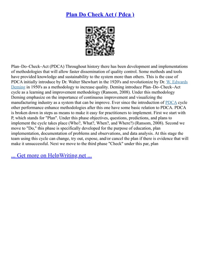 Plan Do Check Act ( Pdca ) | PDF