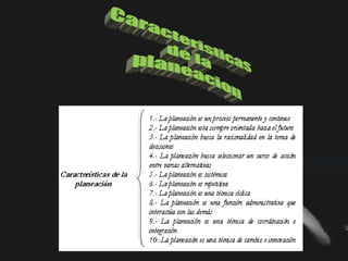 Caracteristicas de la planeacion