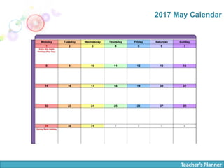 Teacher’s Planner
2017 May Calendar
 