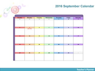 Teacher’s Planner
2016 September Calendar
 