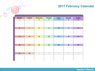 Teacher’s Planner
2017 February Calendar
 