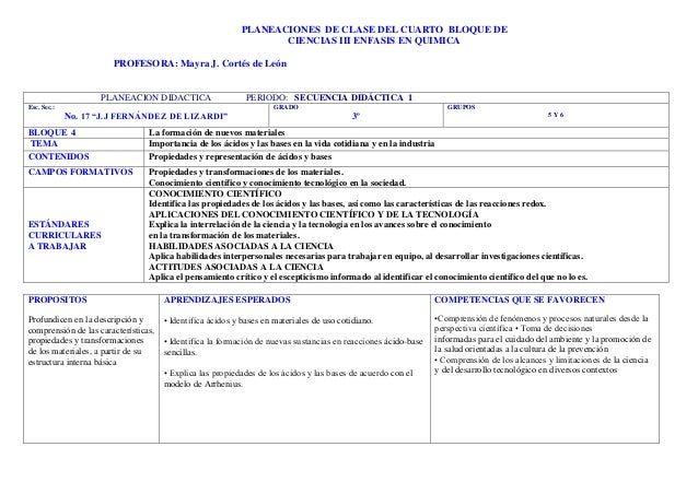 Planeaciones de quimica 4 bim