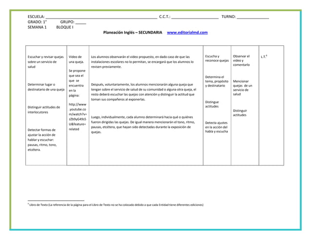 Planeacion Ingles secundaria 1 2 y 3er. grado