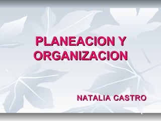 PLANEACION YPLANEACION Y
ORGANIZACIONORGANIZACION
NATALIA CASTRONATALIA CASTRO
 