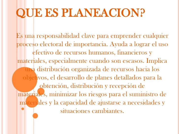Planeacion, Produccion
