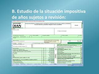 B. Estudio de la situación impositiva
de años sujetos a revisión:
 