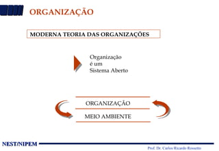 ORGANIZAÇÃO ORGANIZAÇÃO MEIO AMBIENTE MODERNA TEORIA DAS ORGANIZAÇÕES Organização é um Sistema Aberto 