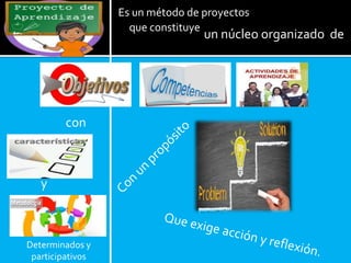 Es un método de proyectos
que constituye
un núcleo organizado de
con
y
Determinados y
participativos
 