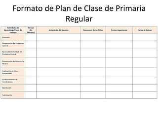 Formato de Plan de Clase de Primaria
Regular
 