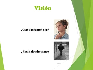 Visión
26/04/15
¿Qué queremos ser?
¿Hacia donde vamos
 