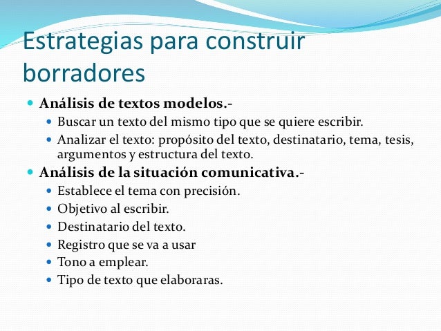 Planear y construir borradores