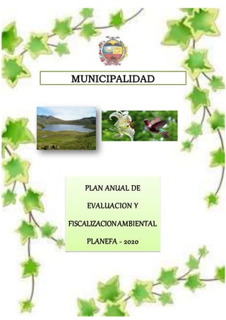 MUNICIPALIDADPROVINCIALDEGRA
PLAN ANUAL DE
EVALUACION Y
FISCALIZACIONAMBIENTAL
PLANEFA - 2020
 