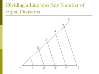 Dividing a Line into Any Number of
Equal Divisions
 