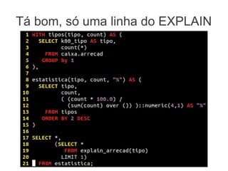 Tá bom, só uma linha do EXPLAIN
 