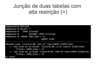 Junção de duas tabelas com
alta restrição (=)
 