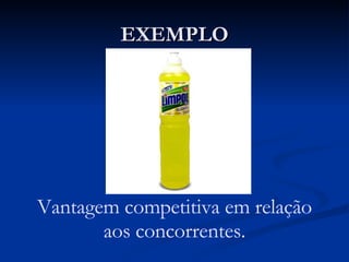 EXEMPLO Vantagem competitiva em relação aos concorrentes. 