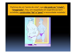 Partimos de um “ponto de vista”, que não pode ser “criado”,
“imaginado”, mas, sim respaldado em experiências bem-
sucedidas, construídas “da” e “para” a necessidade instalada!
 