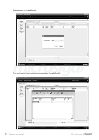 38 Todososdireitosreservados.Planejamentoecontroleorçamentário
Selecionando a opção Manual:
Com essa opção,devemos informar os códigos de cada família:
 