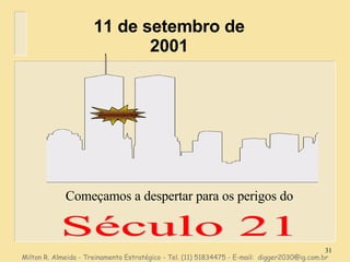 11 de setembro de 2001 Milton R. Almeida - Treinamento Estratégico - Tel. (11) 51834475 - E-mail:  [email_address] Começamos a despertar para os perigos do Século 21 
