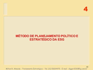 Milton R. Almeida - Treinamento Estratégico - Tel. (11) 51834475 - E-mail:  [email_address] MÉTODO DE PLANEJAMENTO POLÍTICO E ESTRATÉGICO DA ESG 4 