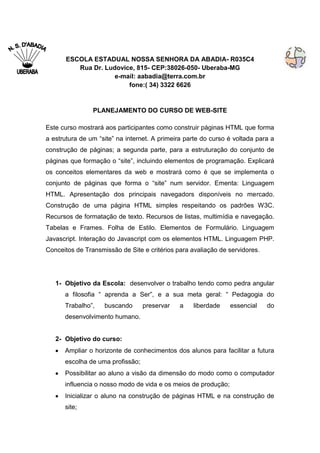 Planejamento web site