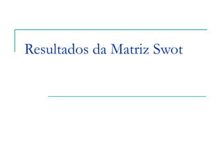 Resultados da Matriz Swot
 