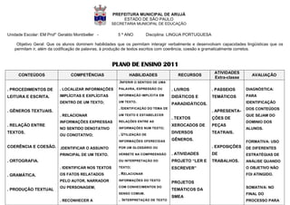 Planejamento 5º ano