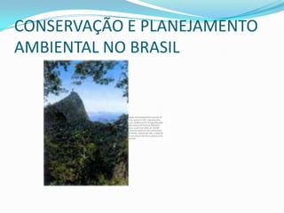 CONSERVAÇÃO E PLANEJAMENTO
AMBIENTAL NO BRASIL
 