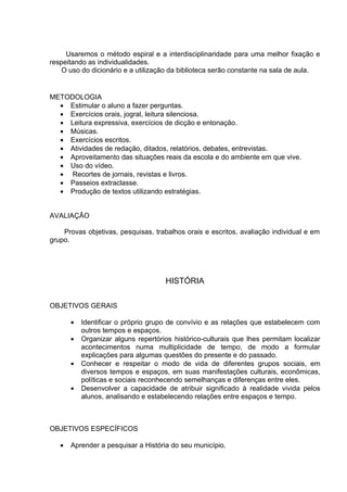 Planejamento anual 4 ano