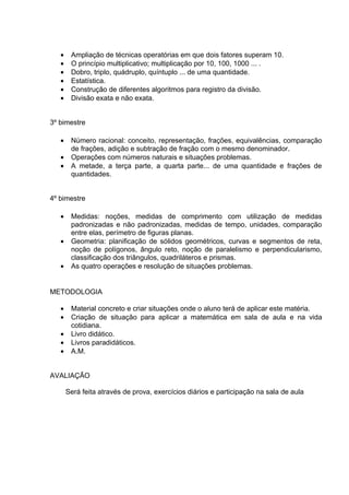 Planejamento anual 4 ano