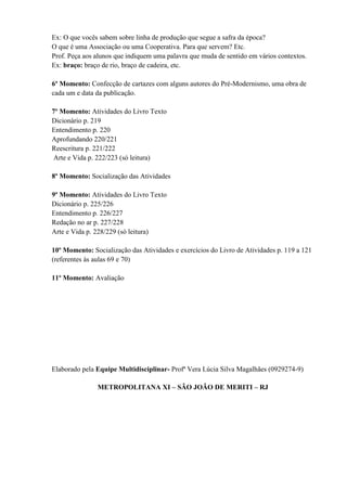 Planejamento autonomia aulas 69 e 70