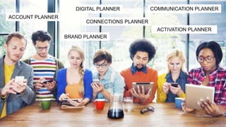ACTIVATION PLANNER
BRAND PLANNER
CONNECTIONS PLANNER
DIGITAL PLANNER
ACCOUNT PLANNER
COMMUNICATION PLANNER
 