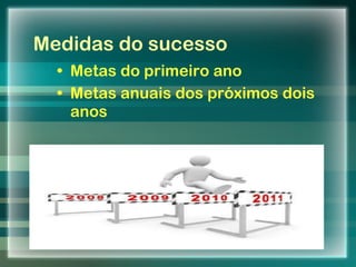 Medidas do sucesso Metas do primeiro ano Metas anuais dos próximos dois anos 12/02/11 