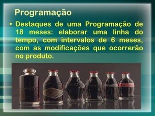 Programação Destaques de uma Programação de 18 meses: elaborar uma linha do tempo, com intervalos de 6 meses, com as modificações que ocorrerão no produto. 12/02/11 