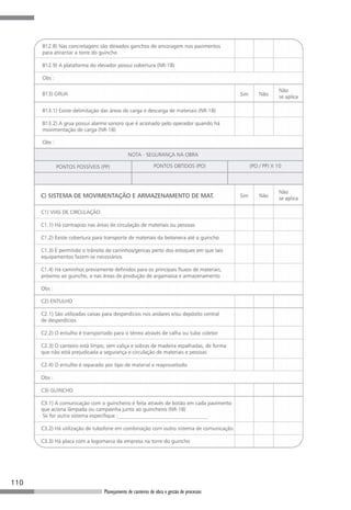 110
      Planejamento de canteiros de obra e gestão de processos
 