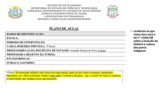 • Lembrem-se que
nosso foco será a
lei nº 11645/08
sobre a inclusão da
história e cultura
dos povos
indígenas
 