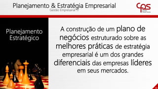 59
Planejamento & Estratégia Empresarial
Gestão Empresarial 17
A construção de um plano de
negócios estruturado sobre as
melhores práticas de estratégia
empresarial é um dos grandes
diferenciais das empresas líderes
em seus mercados.
 