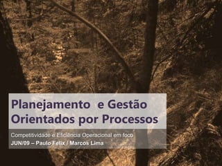 Planejamento e Gestão
Orientados por Processos
Competitividade e Eficiência Operacional em foco
JUN/09 – Paulo Felix / Marcos Lima
 