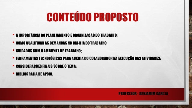 Curso de organizacao no trabalho