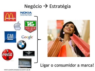 Negócio	
  à	
  Estratégia	
  




                                          Ligar o consumidor a marca!
WWW.PLANNERFELIPEMORAIS.BLOGSPOT.COM.BR
 