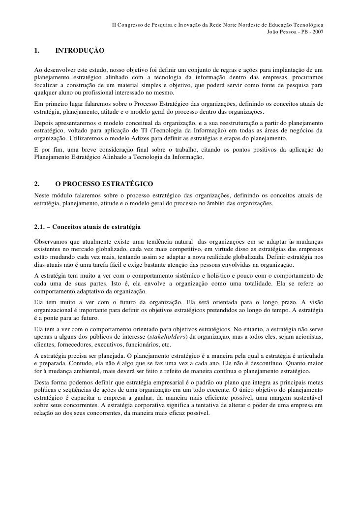 Planejamento estrategico artigo