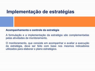 Seleção de estratégiasMatriz de crescimento e participação no mercado (BCG)Baseada no estudo desenvolvido pela Boston ConsultingGroup (BCG) esta técnica permite classificar as unidades de negócios ou produtos de acordo com a sua participação no mercado e a taxa de crescimento do mercado em que atuam.Participação no mercadoGrandePequenaGrandeCrescimento do mercadoPequenaFonte:MAXIMIANO, 2007. 
